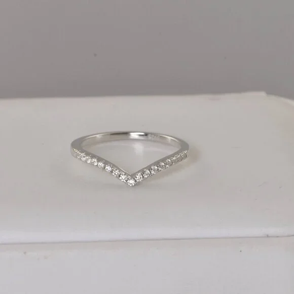 Certified V Band Moissanite Ring Half Eternity Ring - Picture 4 of 8